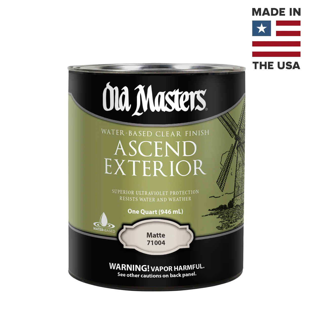 Old Masters Ascend Exterior paint can on a white background