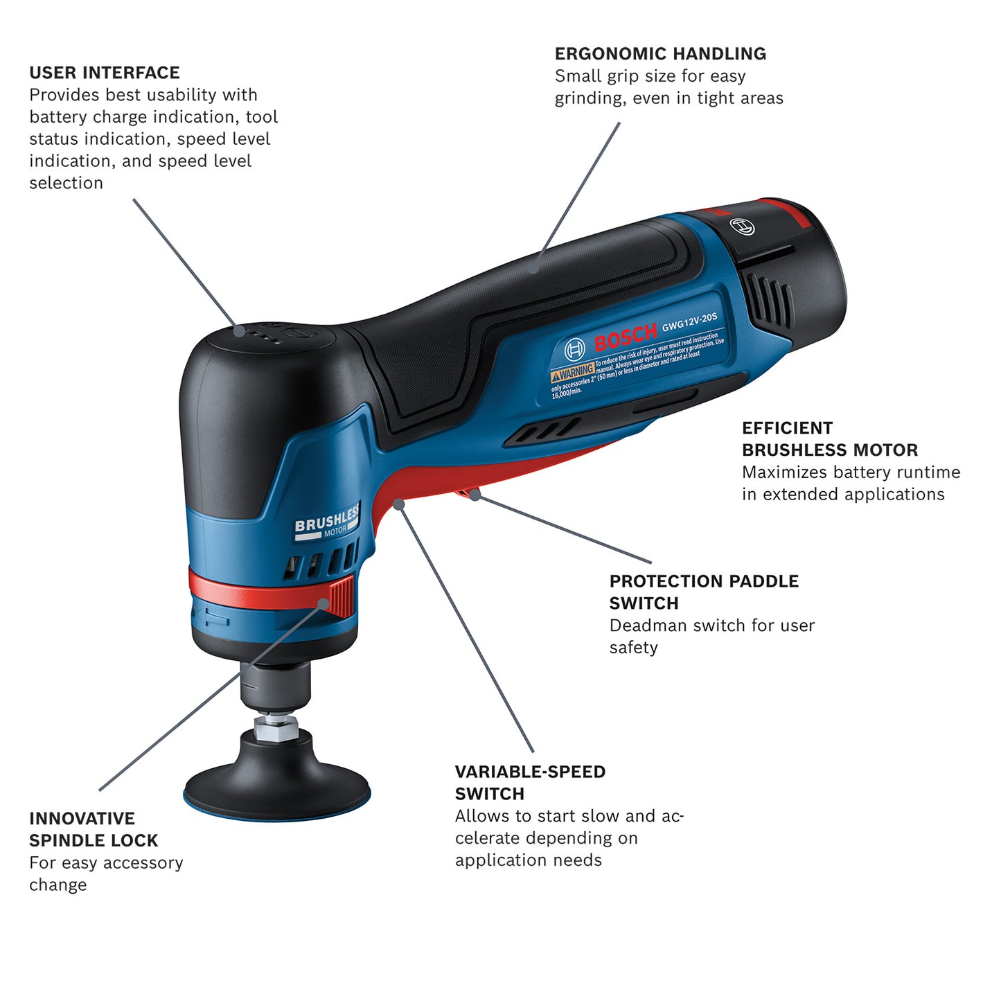 Bosch 12V Cordless Die Grinder GWG12V-20SB23