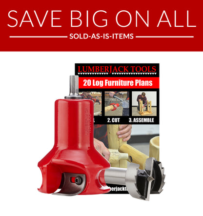 Red woodworking tool with a 'Lumberjack Tools' book on a white background
Sold as-is Home series beginner's kit - tenon cutters
