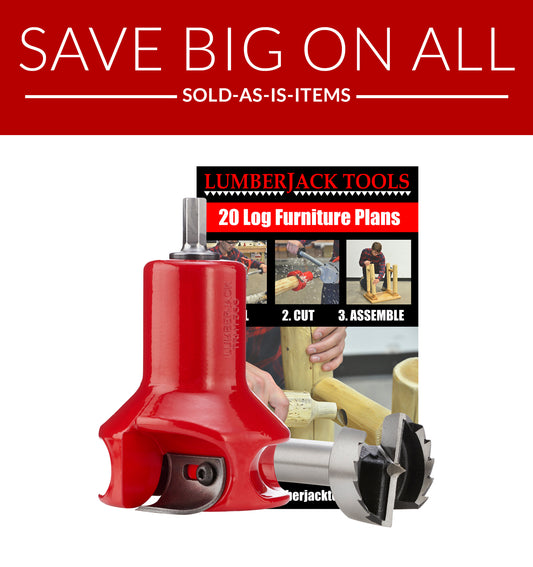 Red woodworking tool with a 'Lumberjack Tools' book on a white background
Sold as-is Home series beginner's kit - tenon cutters

