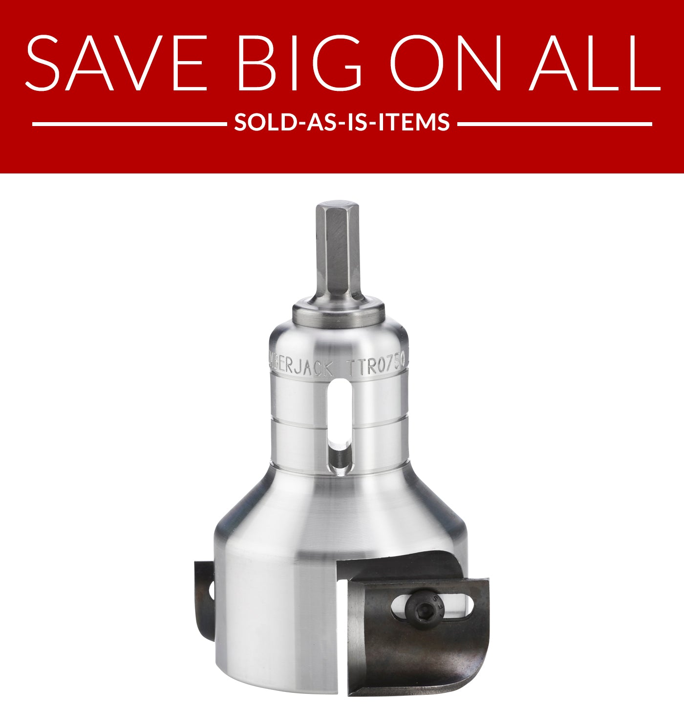Metal tool with branding on a white background, promotional text at the top.
Sold as-is Pro Series 3/4" USA Made Premium Tenon Cutter