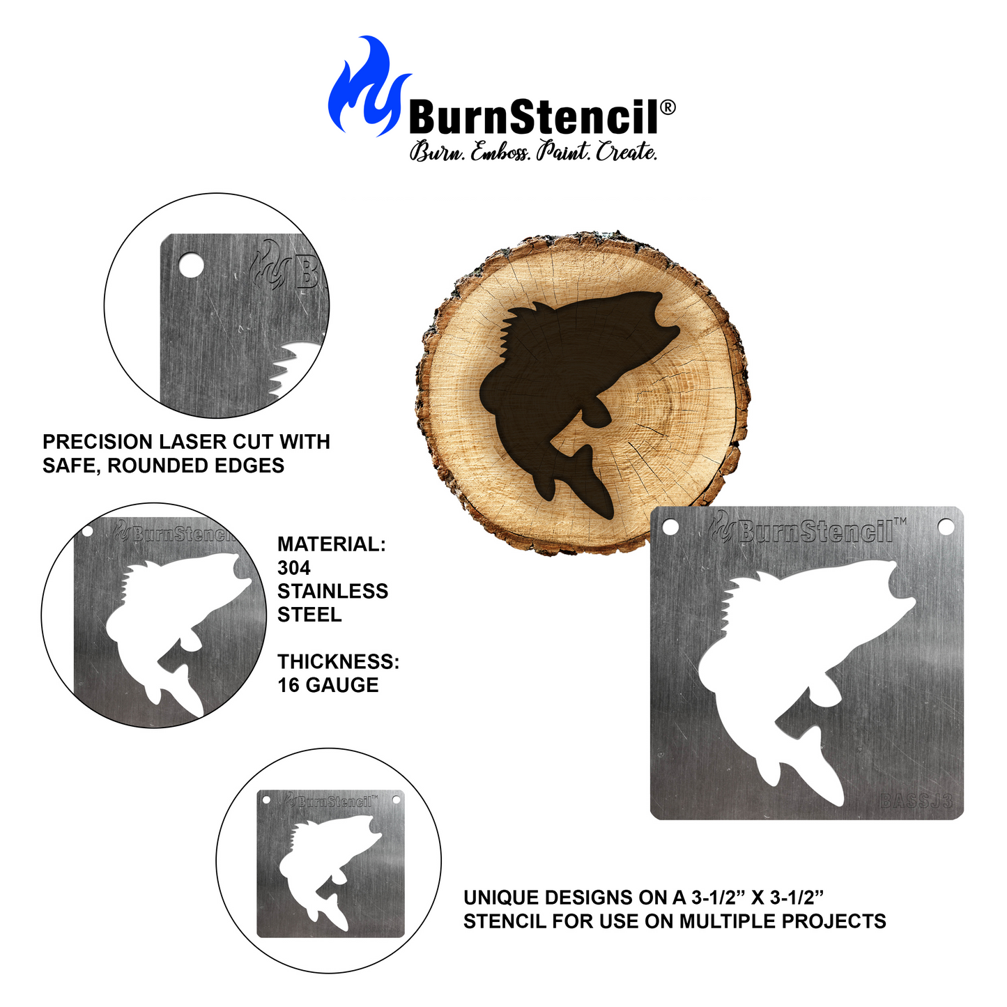 BurnStencil® Mini Fish 4 Pack