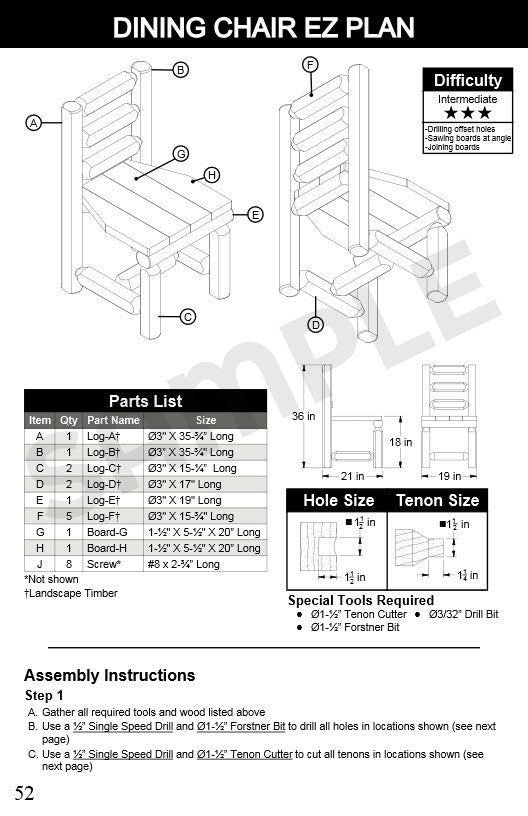 Log Furniture Blueprint Plan Booklet - Build log beds, chairs, benches and more